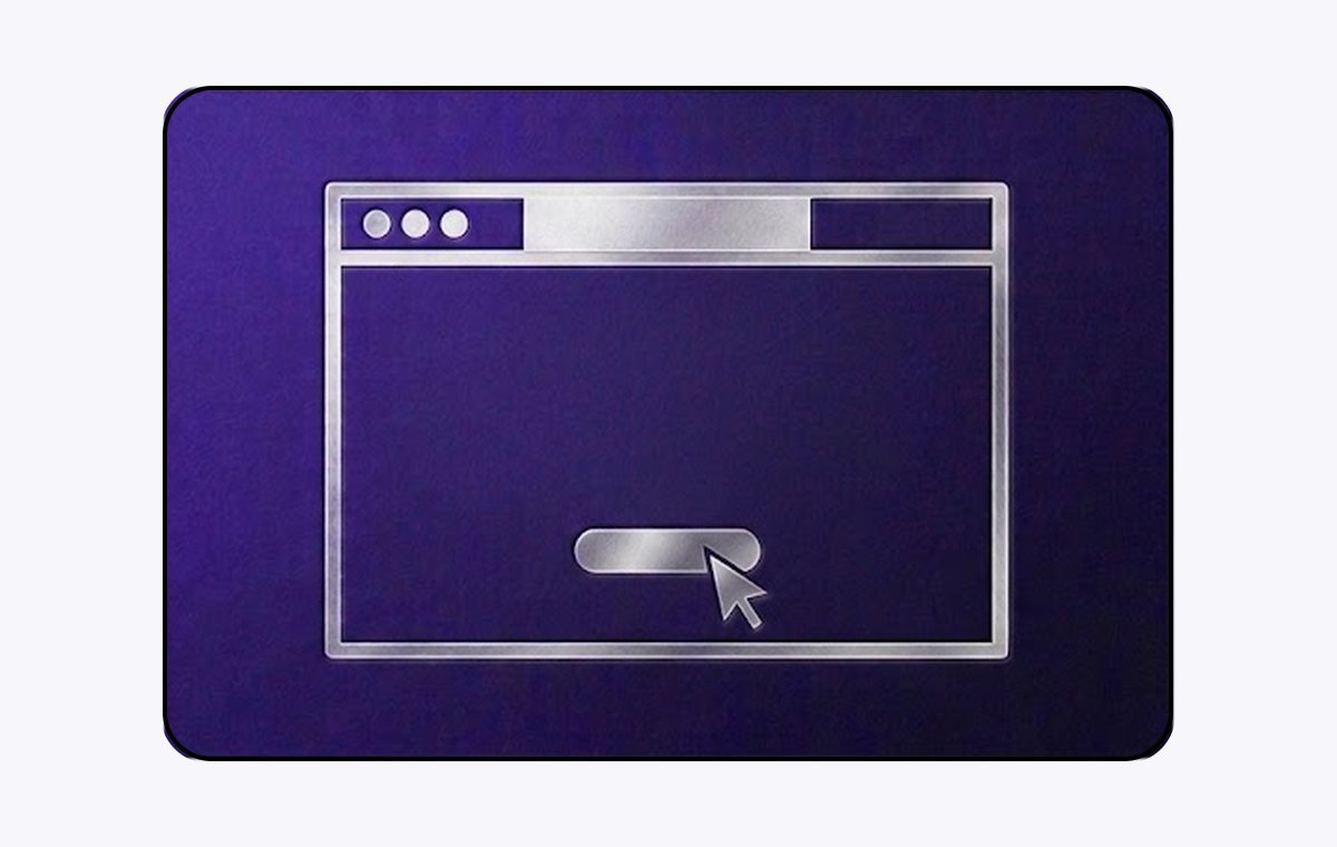 Browser window with a button and cursor, representing website design